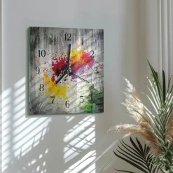 Zegar do salonu 30x30 Plamy zegar ścienny