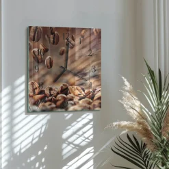 Zegar do salonu 30x30 Ziarna Kawy zegar ścienny