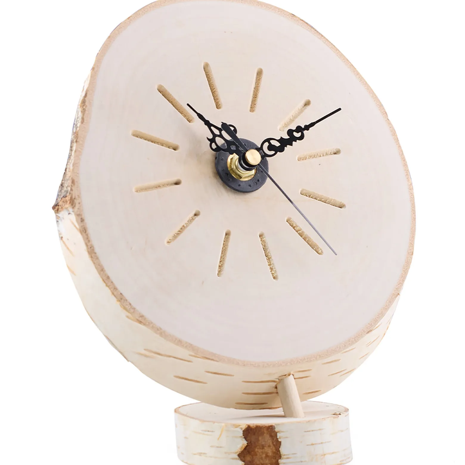 Zegar Drewniany Na Podstawce Dekoracyjny Stojący Handmade Naturalne Drewno
