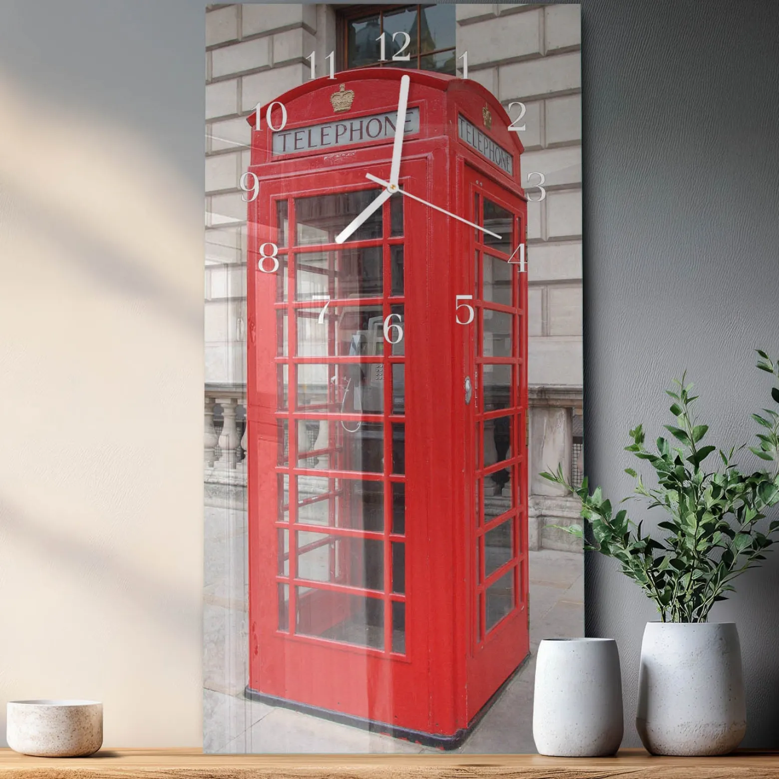 Zegar foto 30x60 Budka Telefoniczna design na ścianę