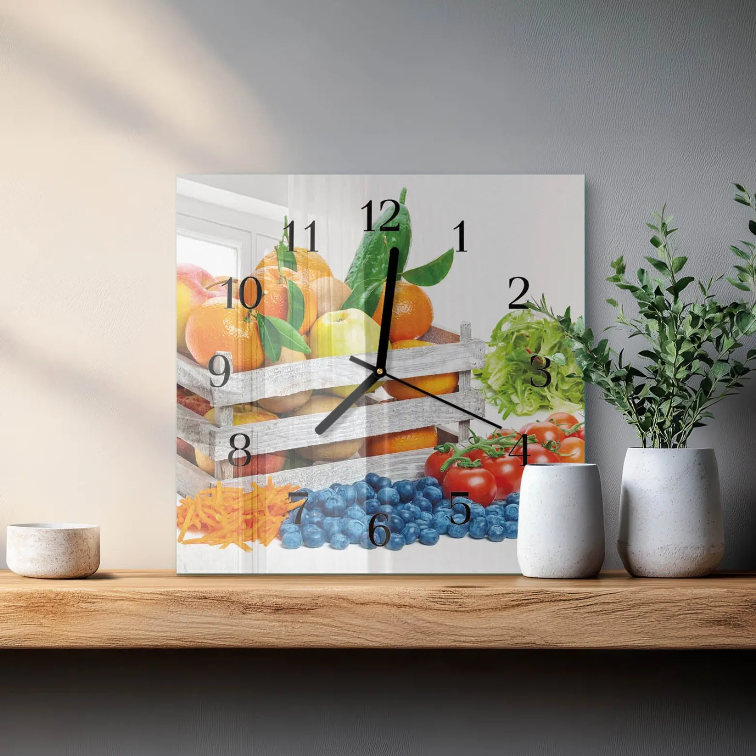 Zegar foto 30x30 Warzywa zegar ścienny