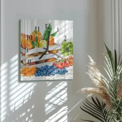 Zegar foto 30x30 Warzywa zegar ścienny