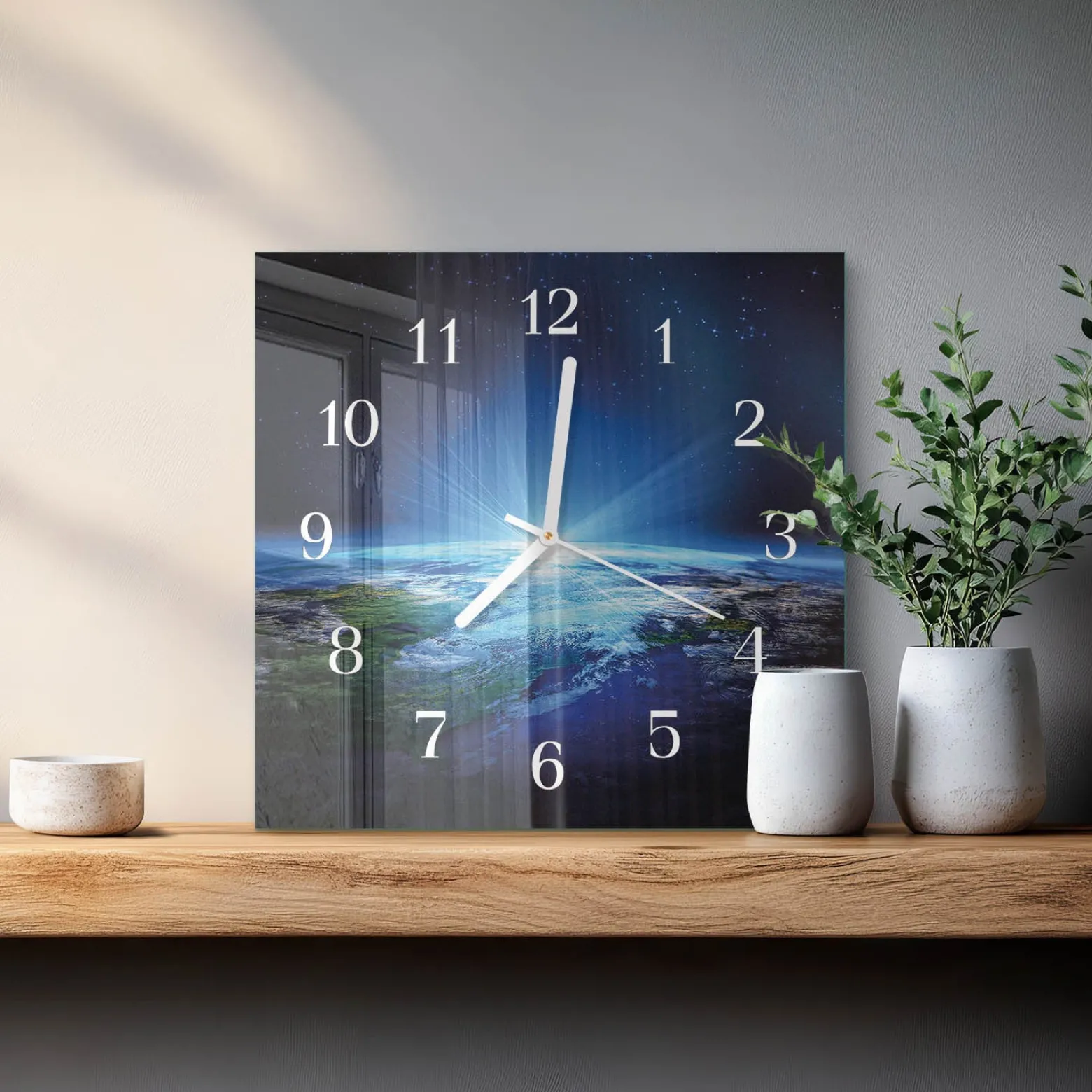 Zegar kosmos 30x30 Wszechświat Ziemi planeta kosmos gwiazdy noc