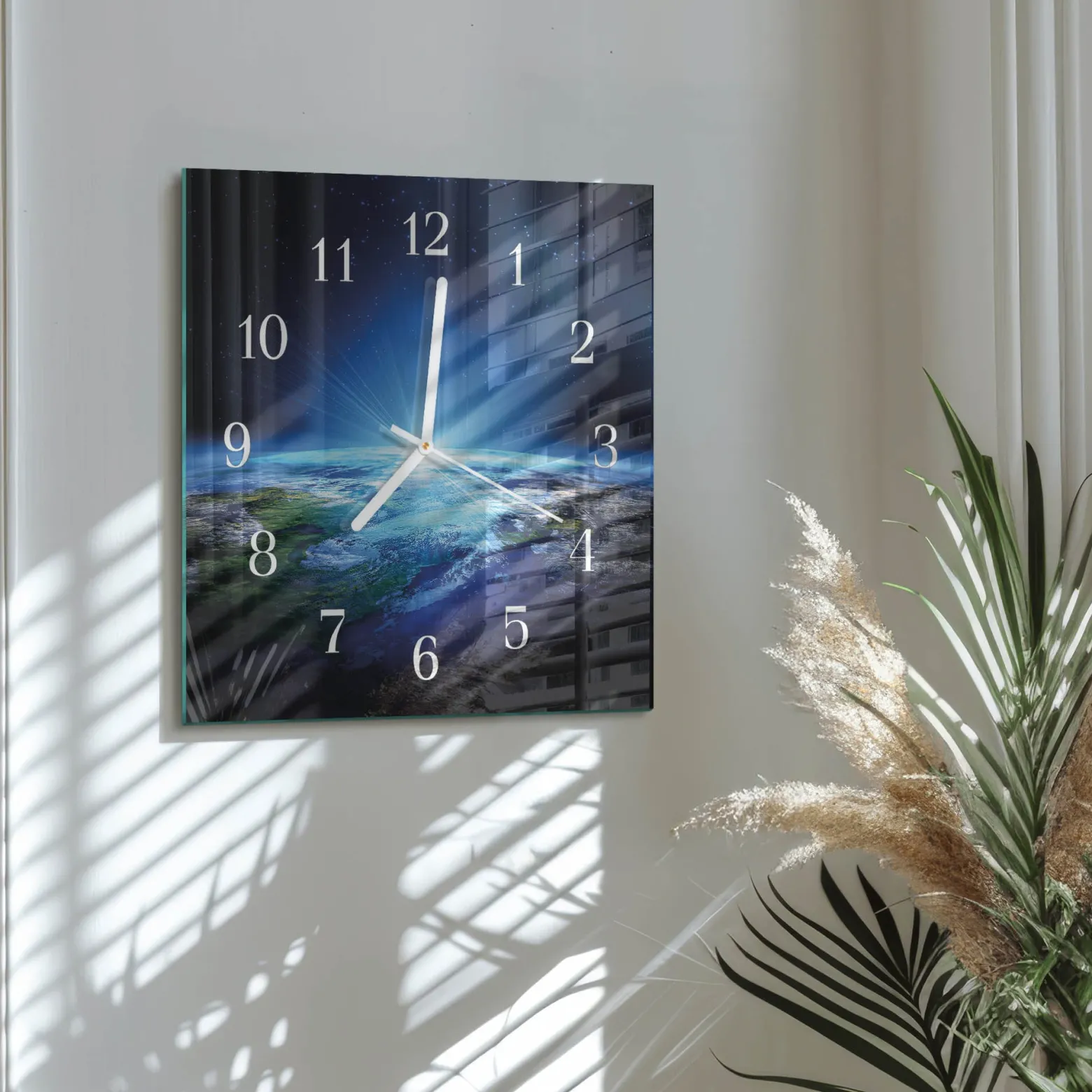 Zegar kosmos 30x30 Wszechświat Ziemi planeta kosmos gwiazdy noc