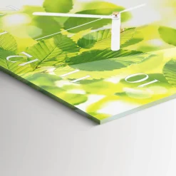 Zegar liść 30x30 Liście zielona natura liść szklany mechanizm