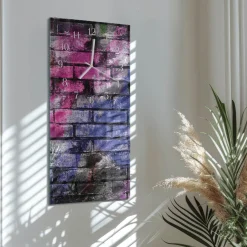 Zegar na szkle 30x60 Cegła dekoracyjny na ścianę