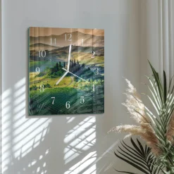 Zegar na szkle 30x30 Krajobraz dekoracyjny na ścianę