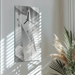 Zegar na szkle 30x60 Wzór dekoracyjny do salonu