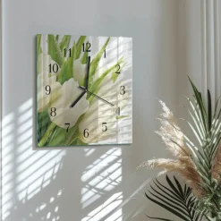 Zegar natura 30x30 Tulipany nowoczesny do salonu