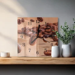 Zegar nowoczesny 30x30 Ziarna Kawy nowoczesny na ścianę