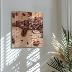 Zegar nowoczesny 30x30 Ziarna Kawy nowoczesny na ścianę