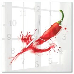 Zegar ostry 30x30 Papryczka Chili nowoczesny na ścianę