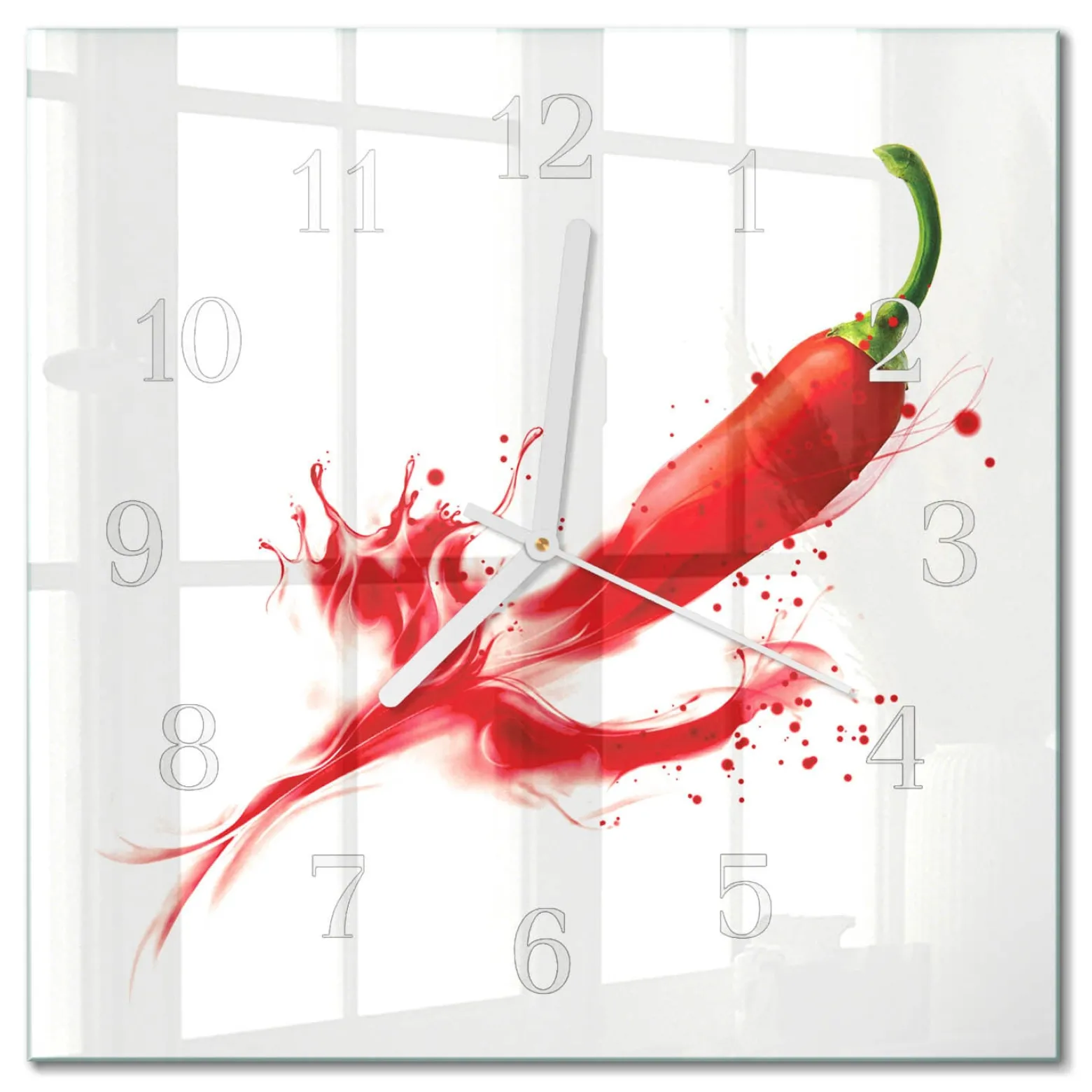 Zegar ostry 30x30 Papryczka Chili nowoczesny na ścianę