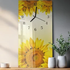 Zegar ostry 30x60 Słonecznik ozdobny ścienny