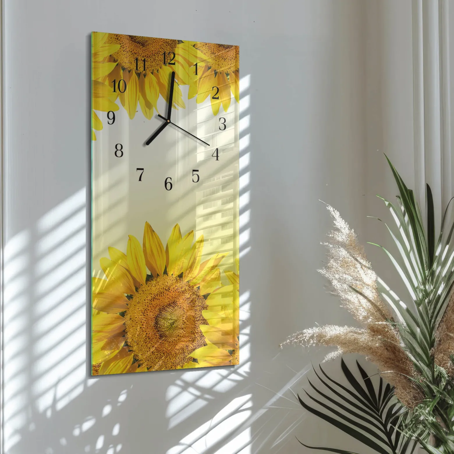 Zegar ostry 30x60 Słonecznik ozdobny ścienny