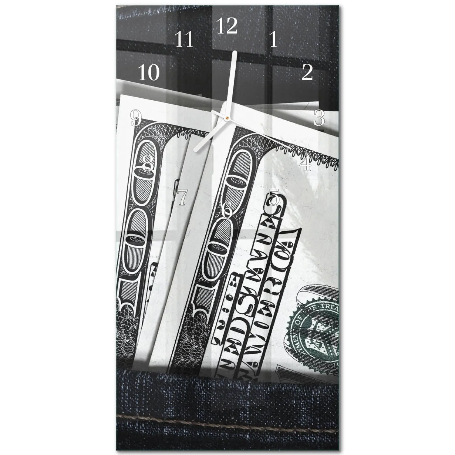 Zegar ozdobny 30x60 Banknoty ozdobny ścienny