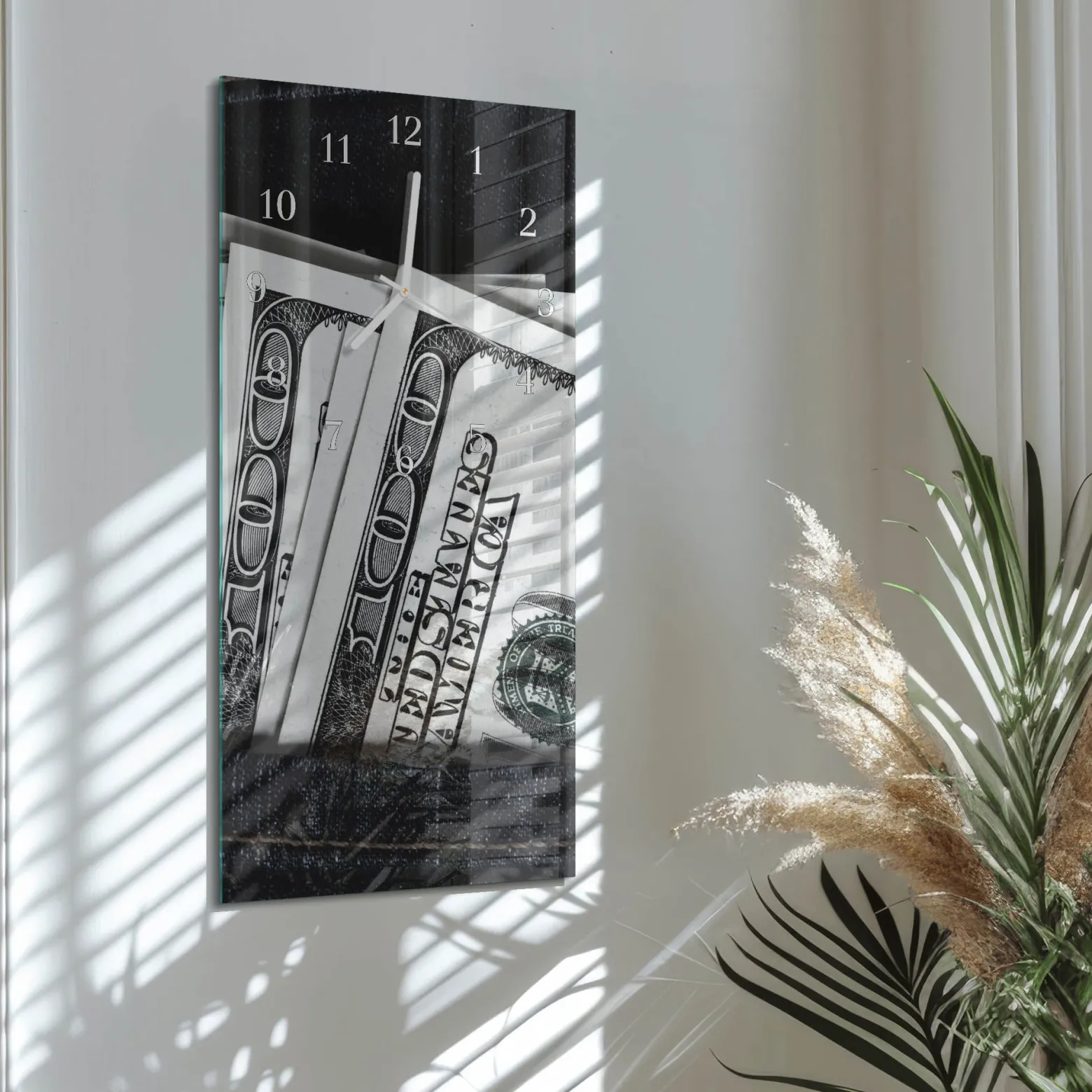Zegar ozdobny 30x60 Banknoty ozdobny ścienny