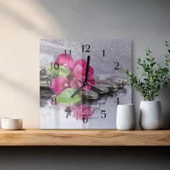 Zegar ozdobny 30x30 Orchidea nowoczesny na ścianę
