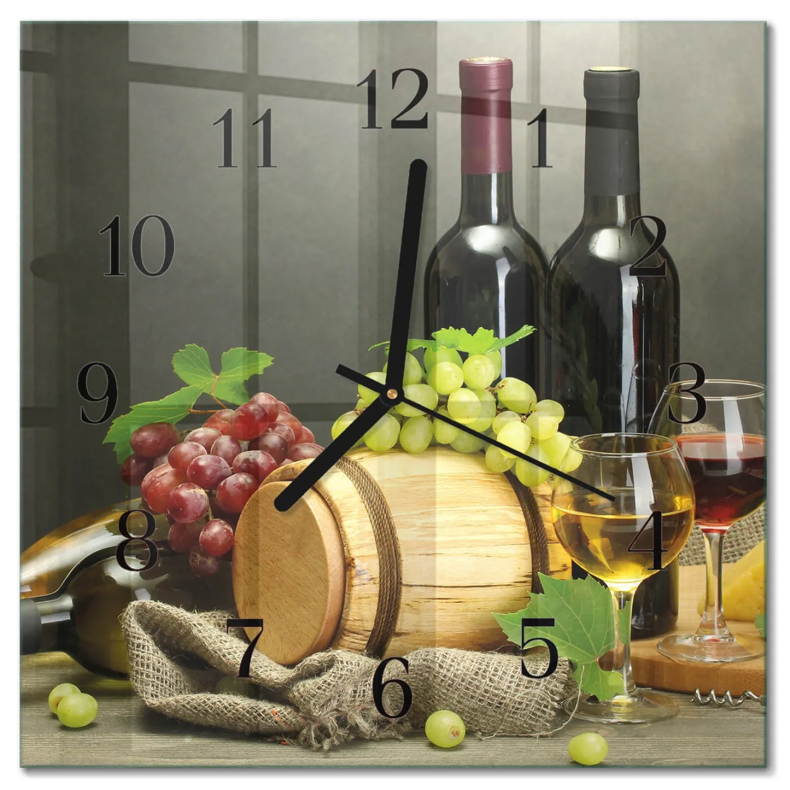 Zegar ozdobny 30x30 Winogrona do Wina nowoczesny na ścianę