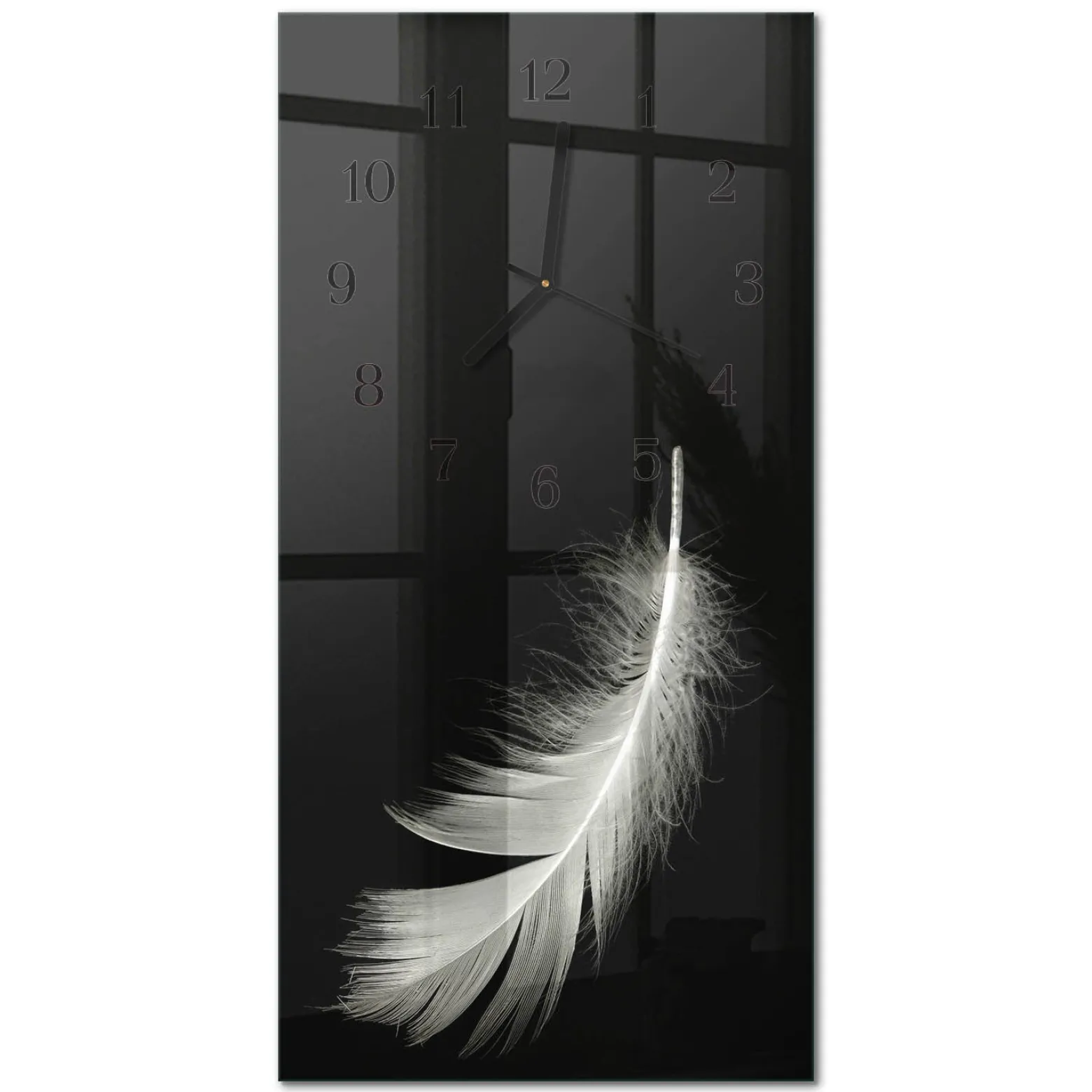 Zegar premium 30x60 Pióro dekoracyjny na ścianę