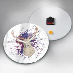 Zegar szklany ścienny do salonu Ilustracja wektorowa jelenia