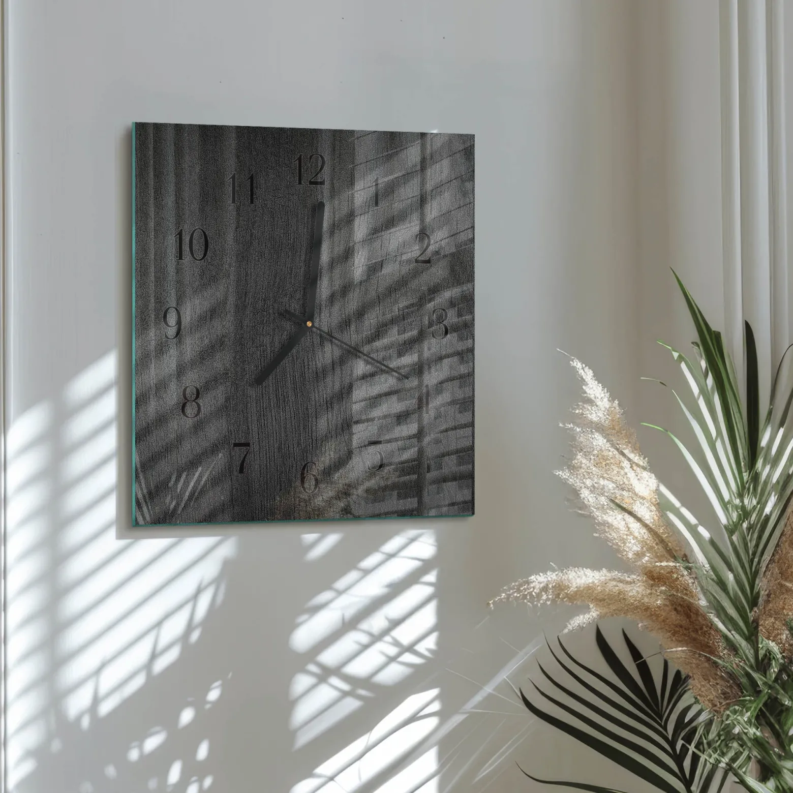 Zegar szklany 30x30 Drewno ozdobny ścienny