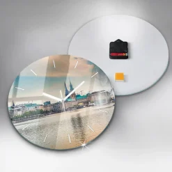 Zegar ze szkła ścienny Binnenalster w Hamburgu fi30
