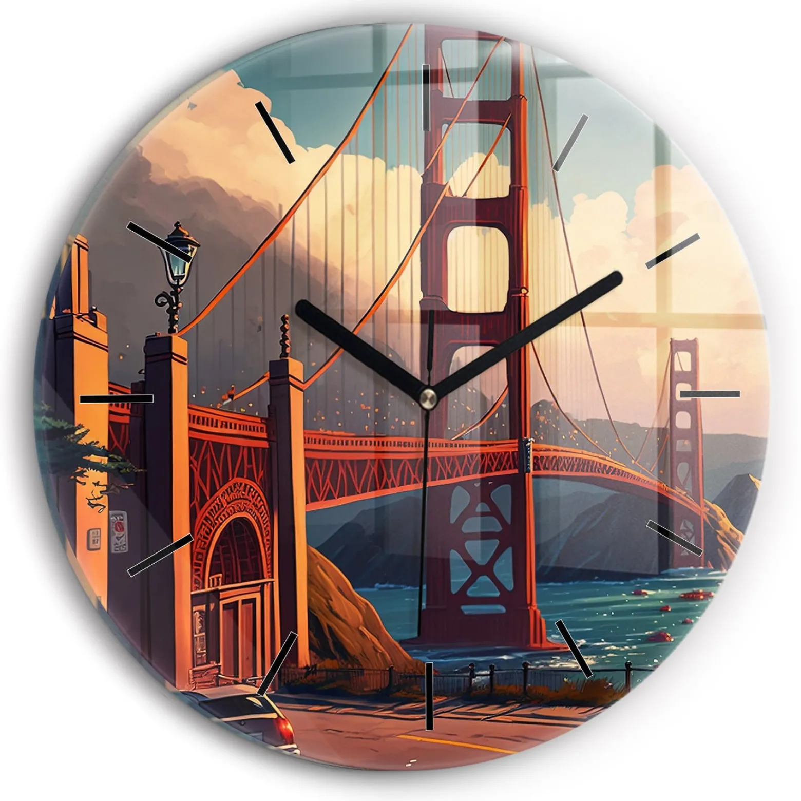 Zegar ze szkła ścienny Most w San Francisco fi30