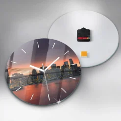 Zegar ze szkła ścienny Nowym Jorku East River fi30
