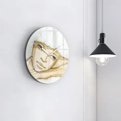 Zegar ze szkła ścienny Portret kobiety fi30