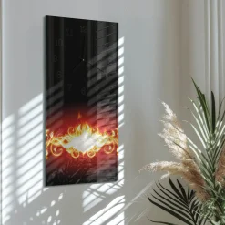 Zegar z grafiką 30x60 Kwiat Ognia szklany ścienny