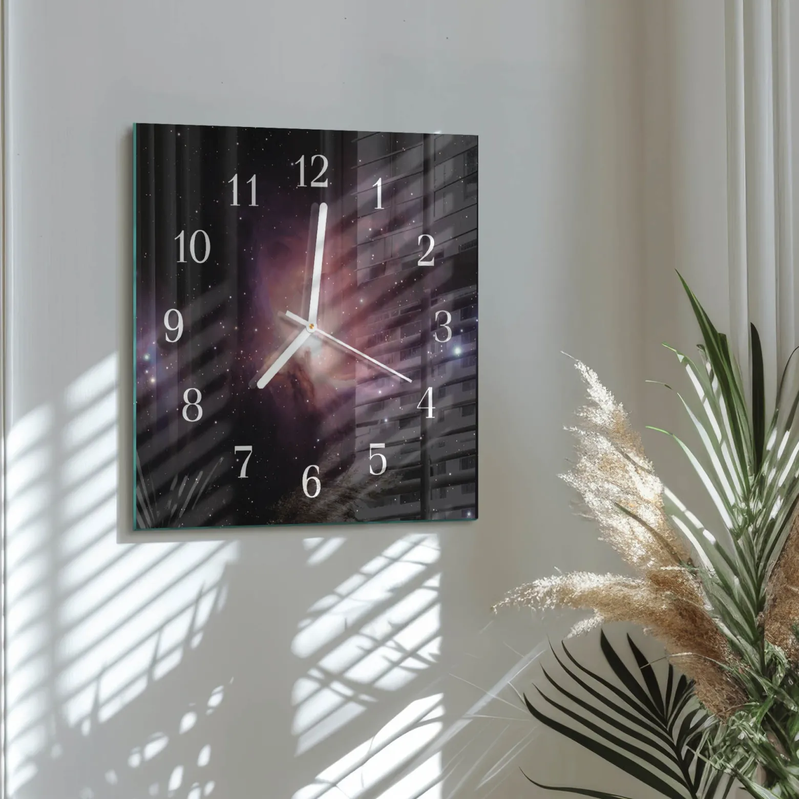 Zegar z grafiką 30x30 Przestrzeń nowoczesny na ścianę