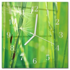 Zegar zielony 30x30 Trawa natura ekologia cichy mechanizm foto