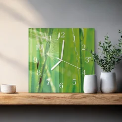 Zegar zielony 30x30 Trawa natura ekologia cichy mechanizm foto