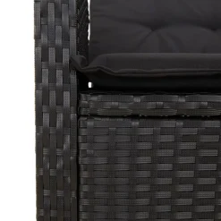 Zestaw Mebli Ogrodowych Bistro Rattan Czarny Stół 2 Krzesła na Balkon