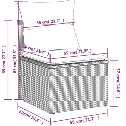 Zestaw Mebli Ogrodowych Modułowy Rattan Czarny Stół Sofa na Taras Ogród