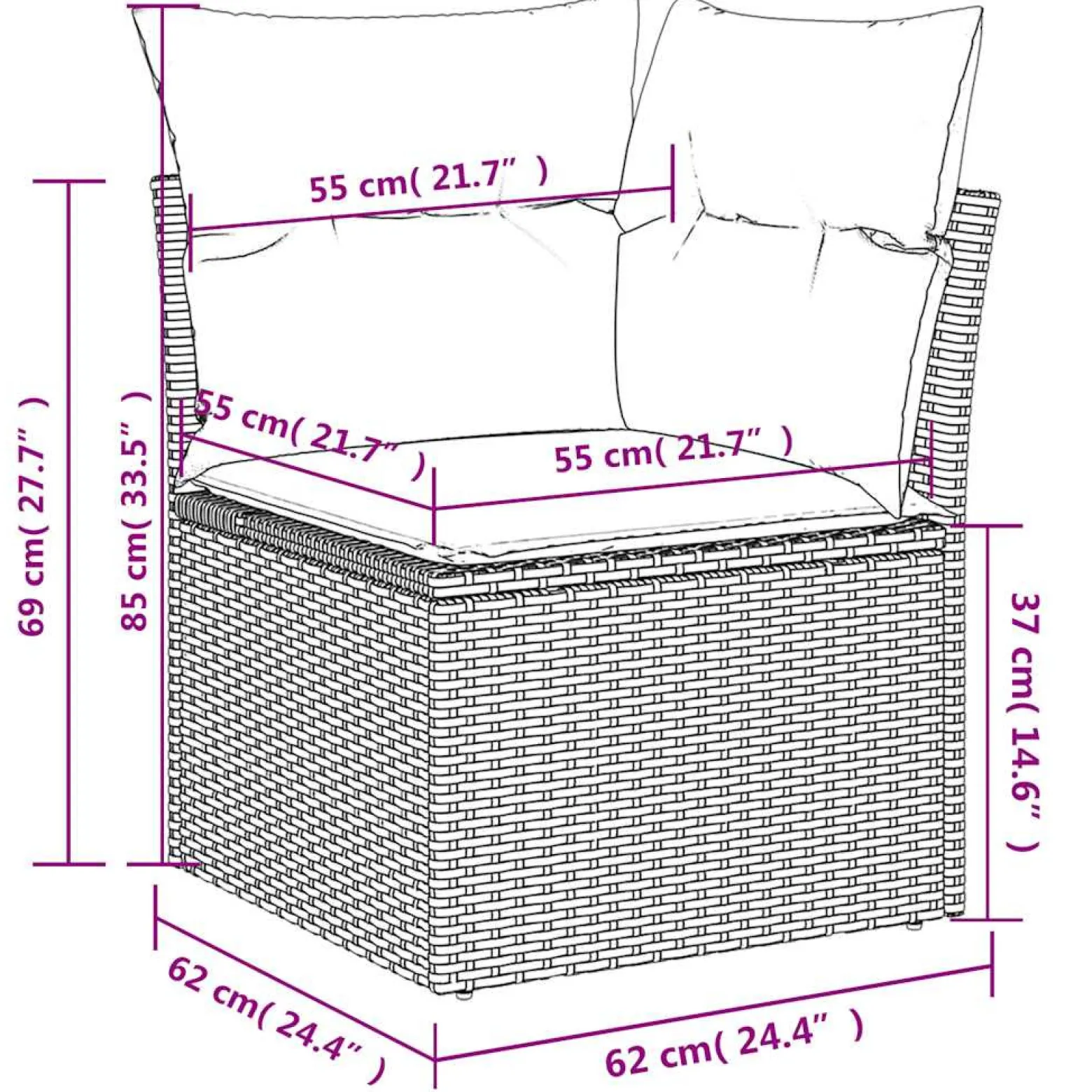 Zestaw Mebli Ogrodowych Modułowy Rattan Czarny Stół Sofa na Taras Ogród