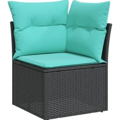 Zestaw Mebli Ogrodowych Modułowy Rattan Czarny Stół Sofa na Taras Ogród