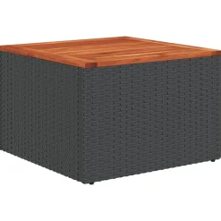 Zestaw Mebli Ogrodowych Modułowy Rattan Czarny Stół Sofa na Taras Ogród