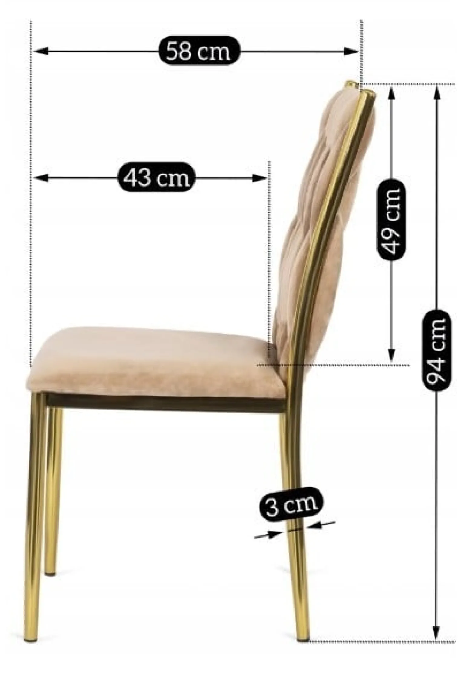 Zestaw 6x Krzesło Tapicerowane Plecione do Salonu DAN Beżowe Glamour