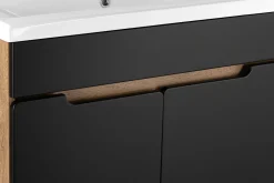 Zestaw Łazienkowy 80cm 2D Alma Słupek Dąb Wotan / Czarny Mat