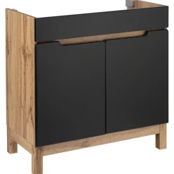 Zestaw Łazienkowy 80cm 2D Alma Słupek Dąb Wotan / Czarny Mat
