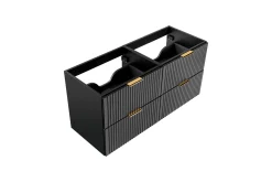 Zestaw Czarna Szafka pod UMYWALKĘ 120 cm z Blatem DĄB WOTAN