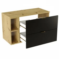 Zestaw do Łazienki 100cm Szafka Blat Regał Dąb Artisan / Czarny
