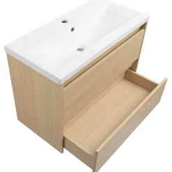 Zestaw do Łazienki 80cm Szafka z Umywalką Słupek Szafka z Lustrem Ryflowe