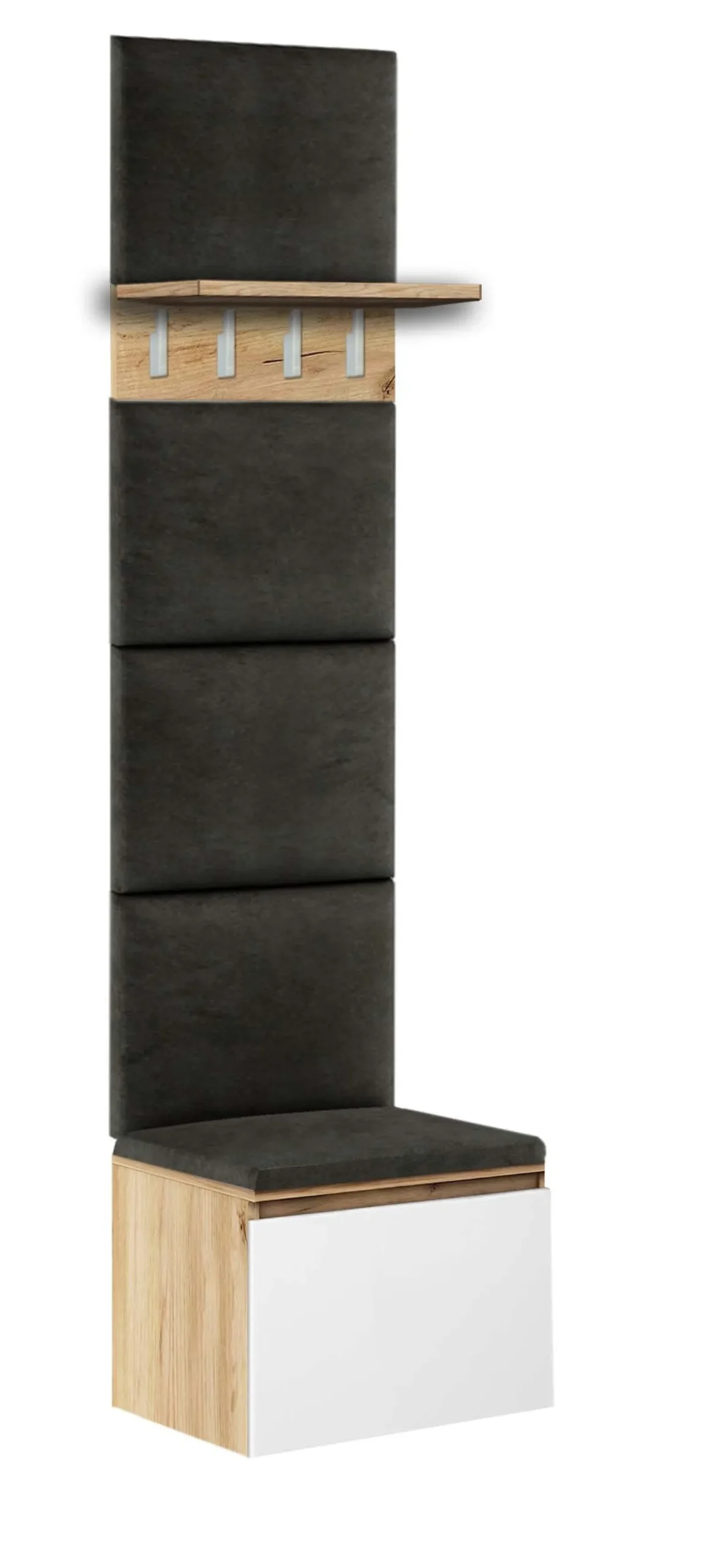 Zestaw Do Przedpokoju 1P4W Dąb Craft Złoty/Białt Mat/Czarny 50X37X212 Cm