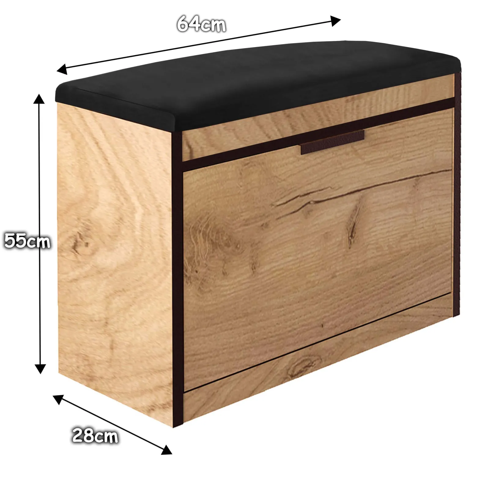 Zestaw Do Przedpokoju 13Wa11C Dąb Craft Złoty/Czarny/K 129X28X- Cm Welur