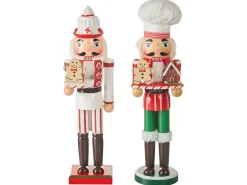 Zestaw 2 figurek dekoracyjnych dziadek do orzechów czerwony z białym