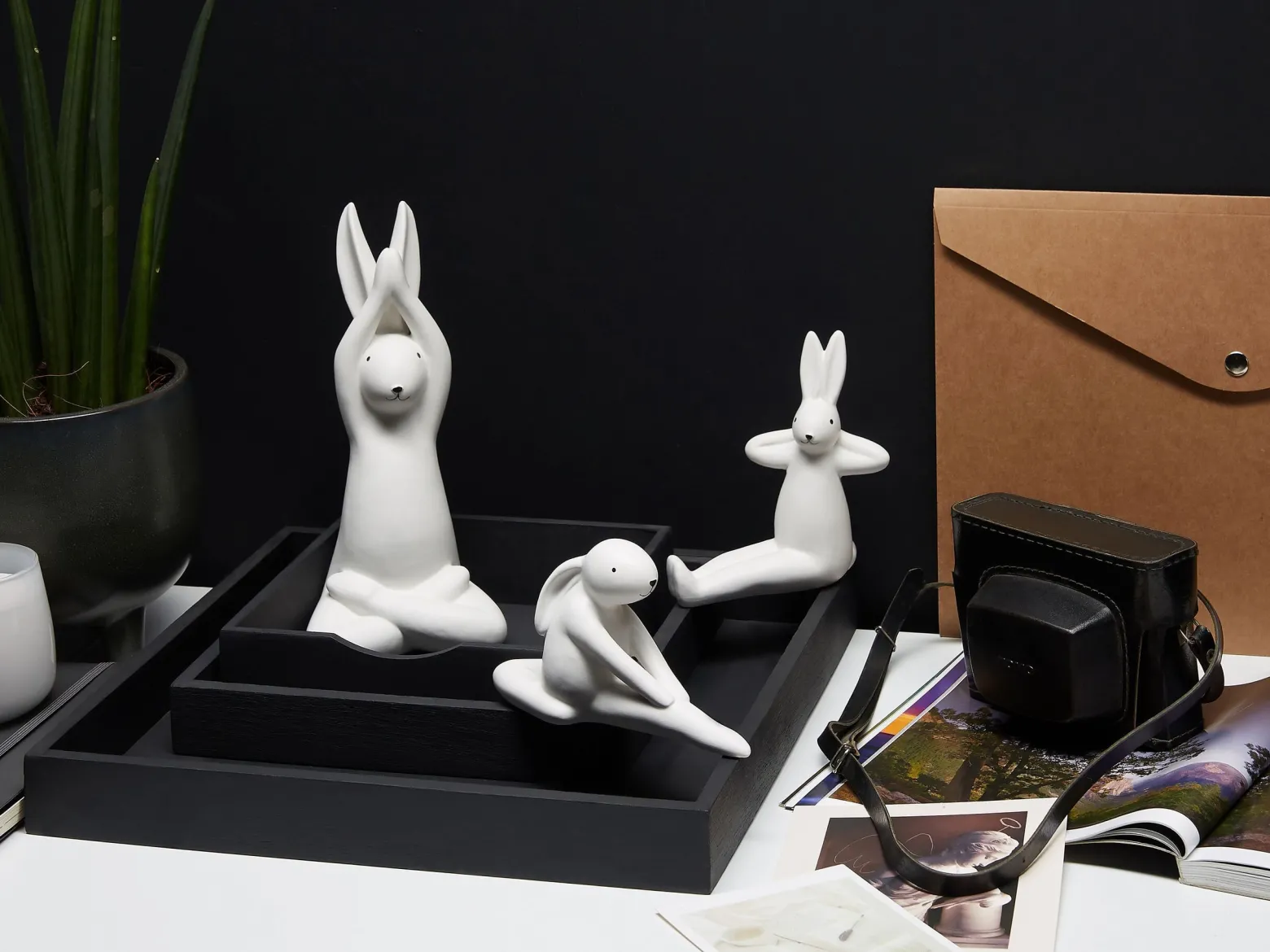 Zestaw 3 figurki wielkanocne królik biały