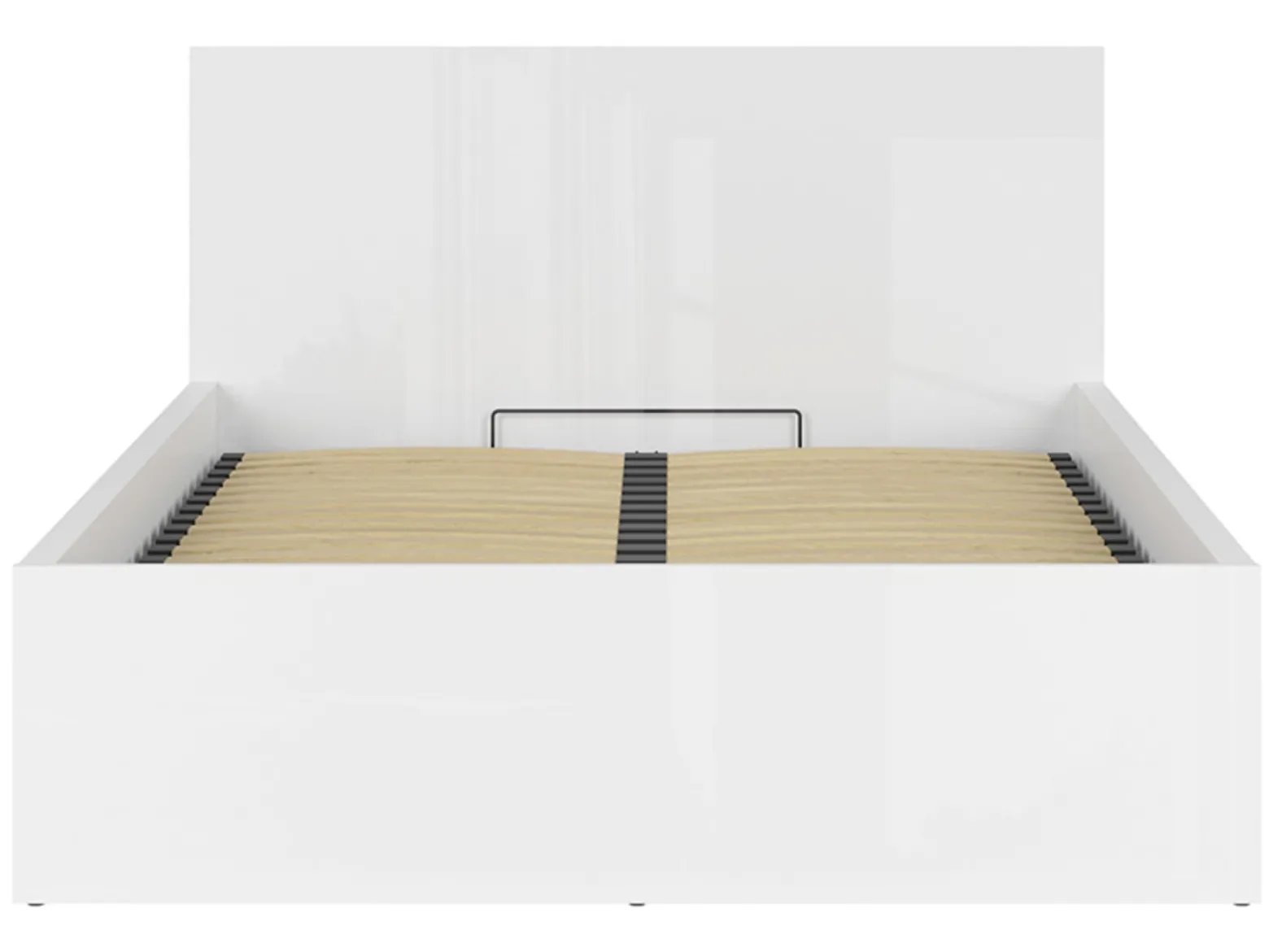 Zestaw łóżko Tetrix biały połysk ze stelażem i materac Mimas 140x200